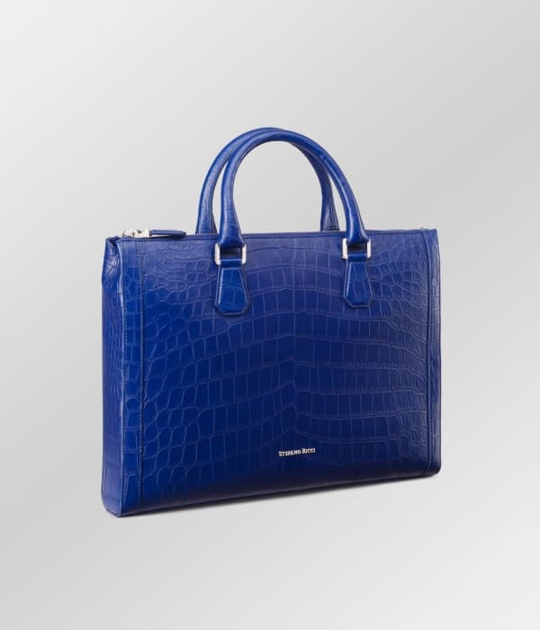 Blue Crocodile Leather Briefcase